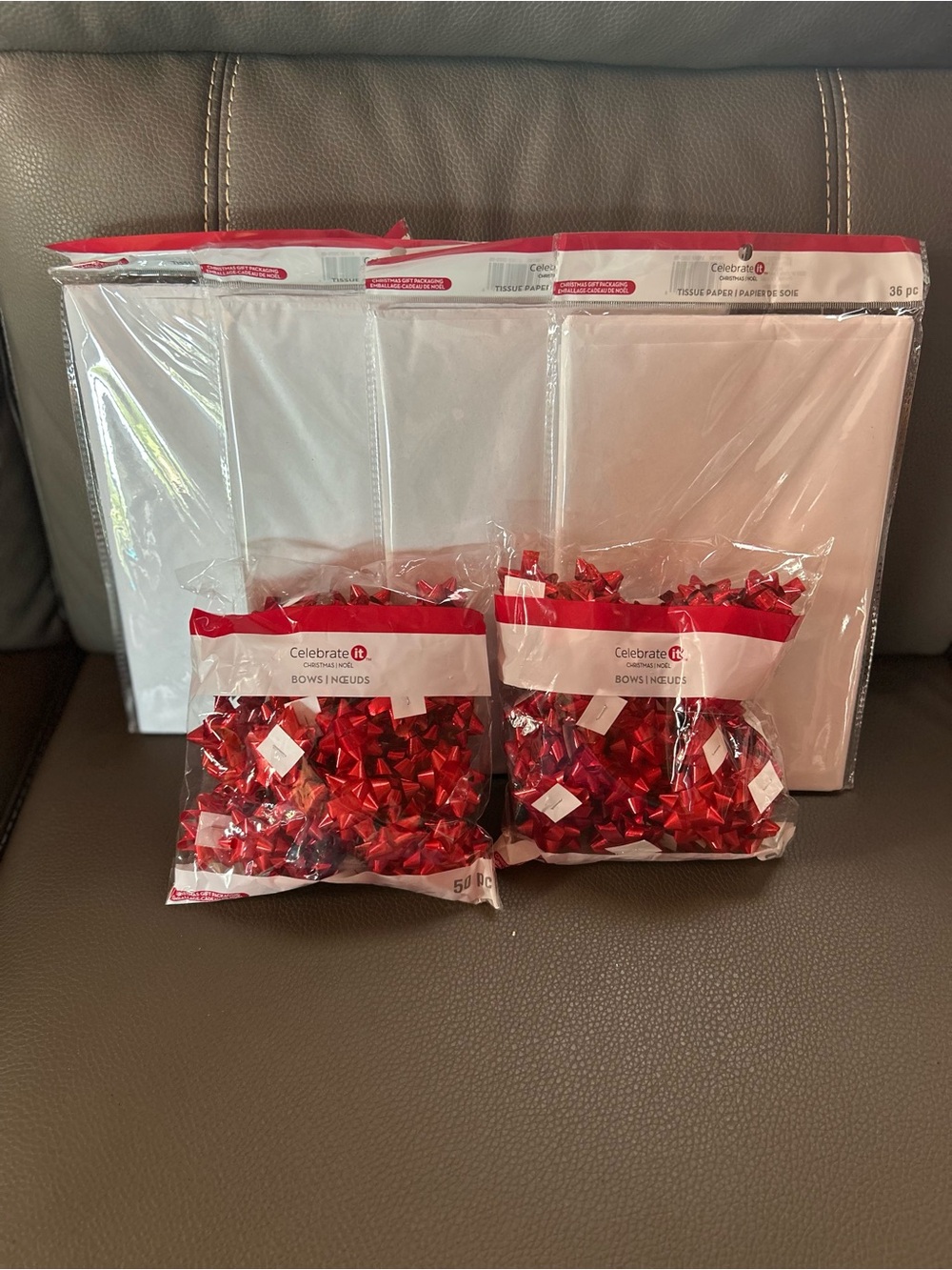 Celebrate It - Red Gift Bows & White Tissue Paper